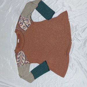 BucketList Patchwork Slub Fabric Long Sleeve Bohemian Mixed Media Light Sweater